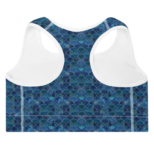 Escamas Azules Padded Sports Bra - Infinity Dance Clothing